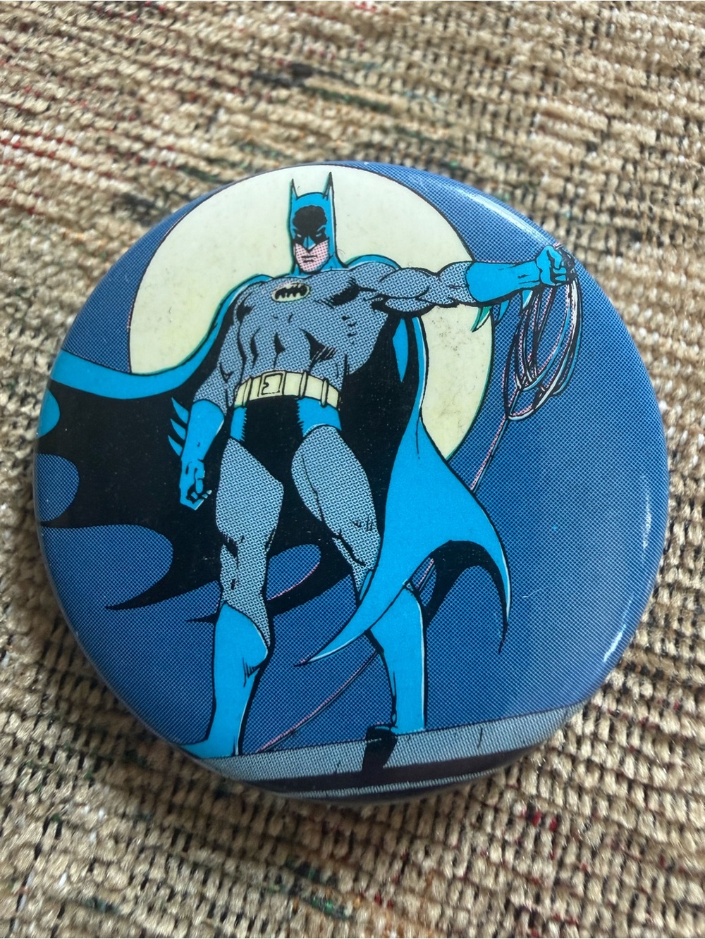 DC Batman Blue Graphic Pinback Button - DC Comics Art 1982